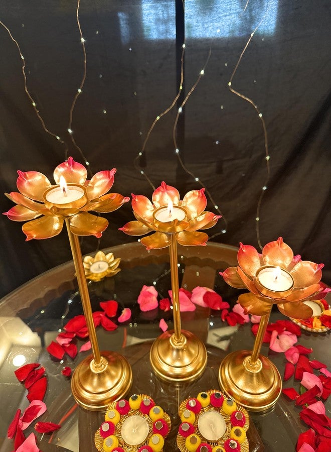 AGAAS ENTERPRISES Metal Lotus Style Set of 6 Tealight Candle Holder Diwali Candle Holder Table Decoration Best Diwali Decoration Festival Gift Item - Image 4